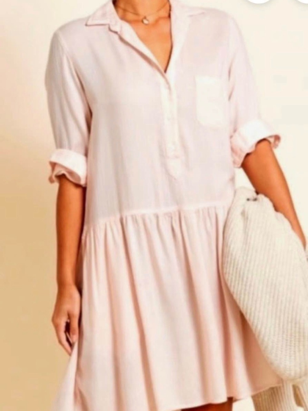 Greyson Changemaker Beige Button-Front Shirt Dress (Frank & Eileen)